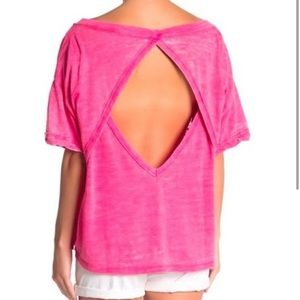 We The Free Hot Magenta Oversized Open Back Top